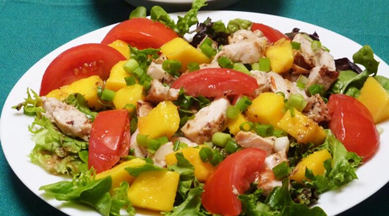 Tangy Chicken Mango Salad with Cucumber and Bean Salad (Linda Gassenheimer/TNS)