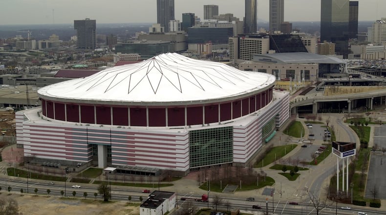 A University of Tennessee fan was killed in a fall from the upper deck of the Georgia Dome during the Chick-fil-A kickoff game on Friday night. (2001 photo of the Georgia Dome.)
