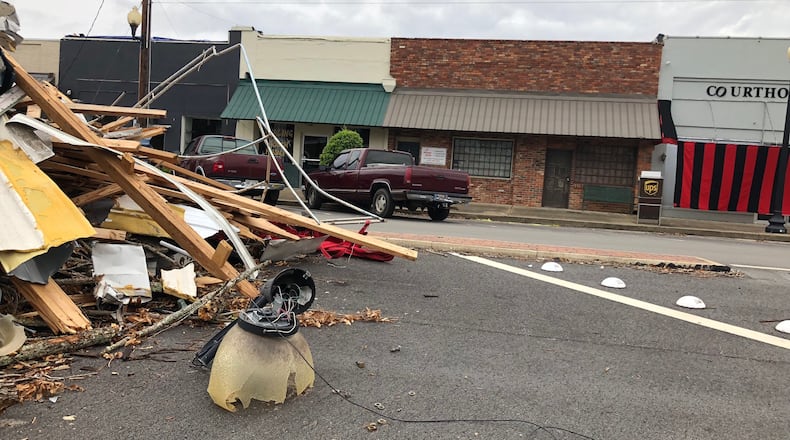Debris shown in downtown Colquitt, Ga., in November, nearly a month after Hurricane Michael. JOSHUA SHARPE / JOSHUA.SHARPE@COXINC.COM
