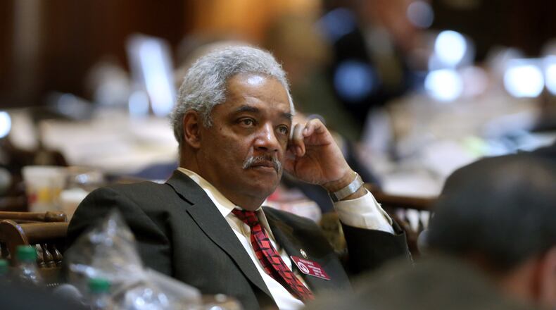 March 12, 2013 - Atlanta, Ga: Rep. Roger Bruce, D-Atlanta, is shown during Legislative Day 32 in the House Chambers Tuesday afternoon in Atlanta, Ga., March 12, 2013. North Fulton's Republican lawmakers have unleashed a fusillade of bills designed to reshape the Fulton County government - or to destroy it, depending on who you ask. JASON GETZ / JGETZ@AJC.COM State Rep. Roger Bruce plans to introduce legislation that could lead to the incorporation of South Fulton.