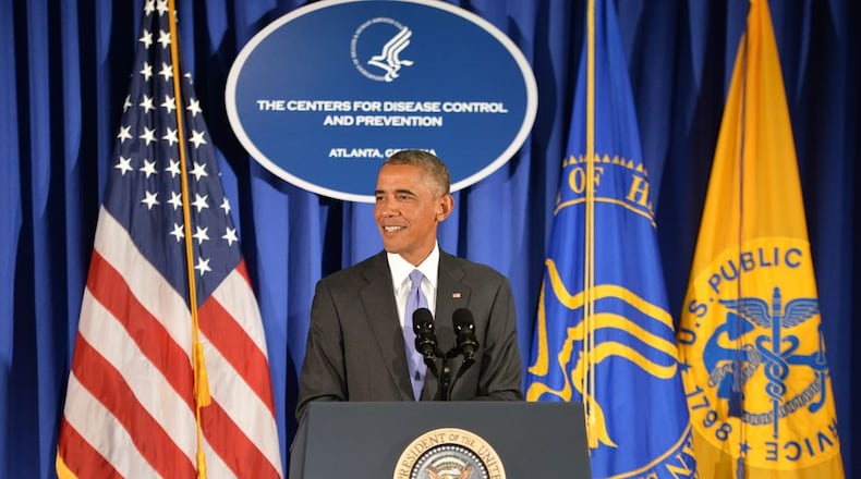 President Barack Obama during a visit to Atlanta’s Centers for Disease Control and Prevention in September HYOSUB SHIN / HSHIN@AJC.COM