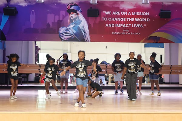 John H. Harland Boys & Girls Club members dance inside of R&B singer Ciara’s new Why Not You Center on Monday, July 28, 2025, in Atlanta. The Why Not You Foundation plans to open five more centers before the year is over. (Natrice Miller/AJC)