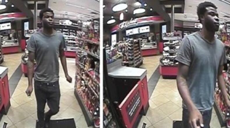 Surveillance video shows the suspect inside a Lawrenceville gas station, police said.