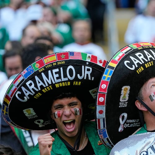 Mexico fans react during the World Cup Group A soccer match between Mexico and South Korea in Zapopan, near Guadalajara, Mexico, Thursday, June 18, 2026. (AP Photo/Natacha Pisarenko)