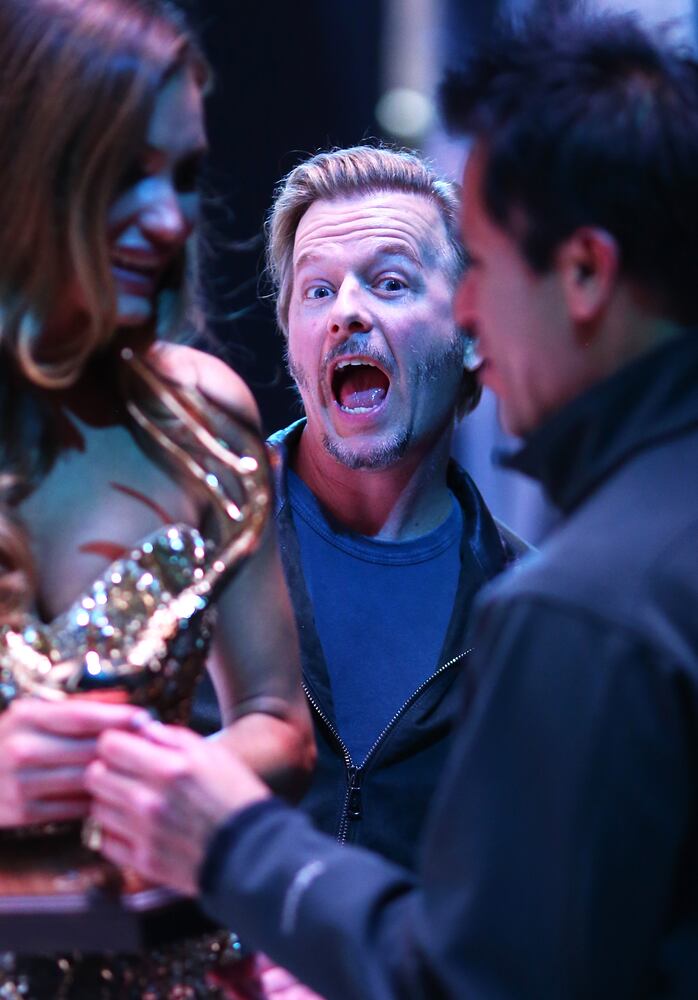 Actor David Spade (C) photobombs model Hannah Davis