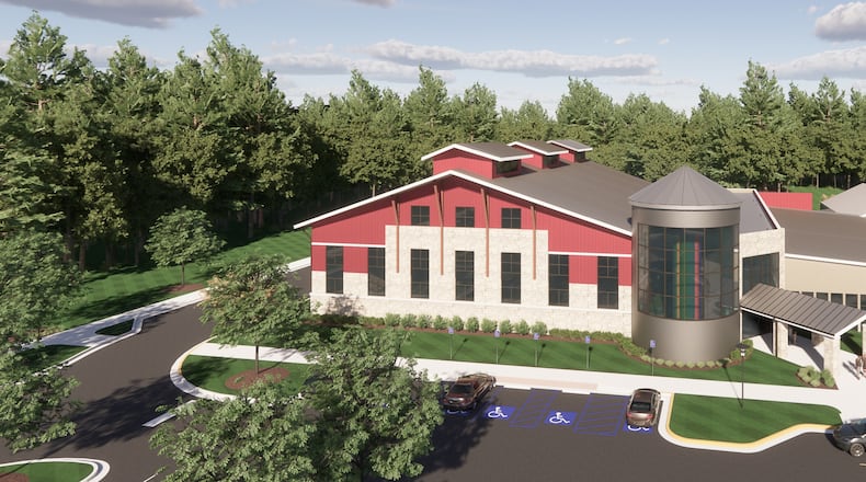 This rendering shows the future LB Ahrens Recreation Center at Cherokee Veterans Park. CONTRIBUTED