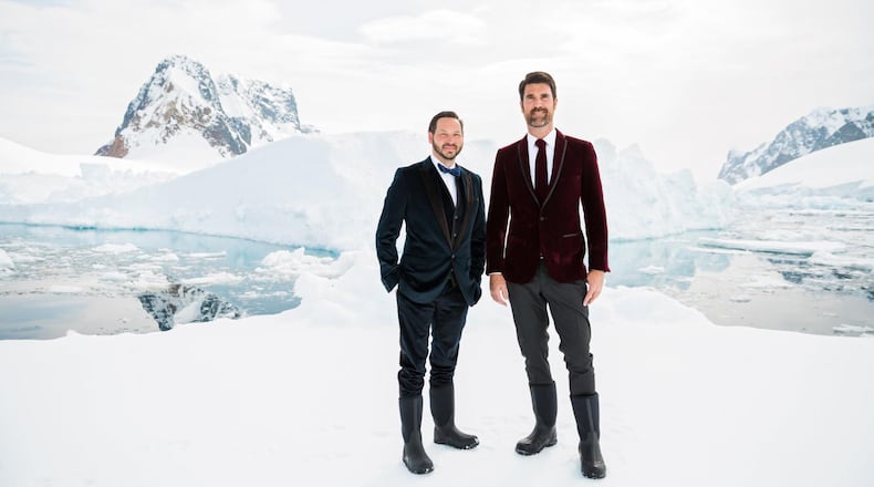 The destination wedding bar has now been raised, with two Atlanta men — Hollis Smith (left) and Brian Patrick Flynn — married in Antarctica last December on an ice floe. CONTRIBUTED BY ROBERT PETERSON / RUSTIC WHITE PHOTOGRAPHY