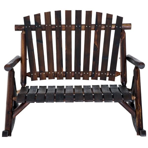 Mellow out with a friend or loved one on this rocking Adirondack-style bench made of sturdy, weather-resistant fir wood.