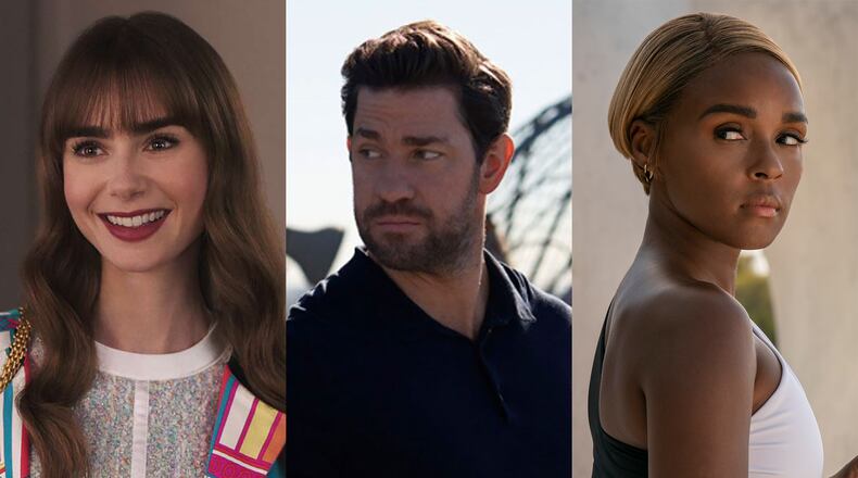 TV this week: Lily Collins in season 3 of Netflix's "Emily in Paris," John Krasinski in season 3 of Amazon's "Tom Clancy's Jack Ryan" and the Netflix film "Glass Onion: A Knives Out Mystery." NETFLIX/AMAZON