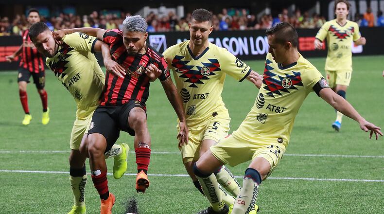 When you score goals like Josef Martinez, you tend to draw a crowd. (Curtis Compton/ccompton@ajc.com)