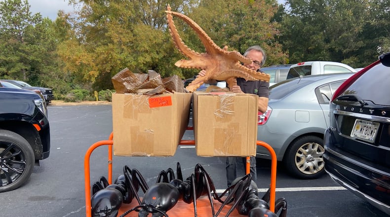 Ben Armstrong, one of the founders of Netherworld Haunted House, often finds pieces to use in future exhibits at prop liquidation sales. (Savannah Sicurella/AJC)