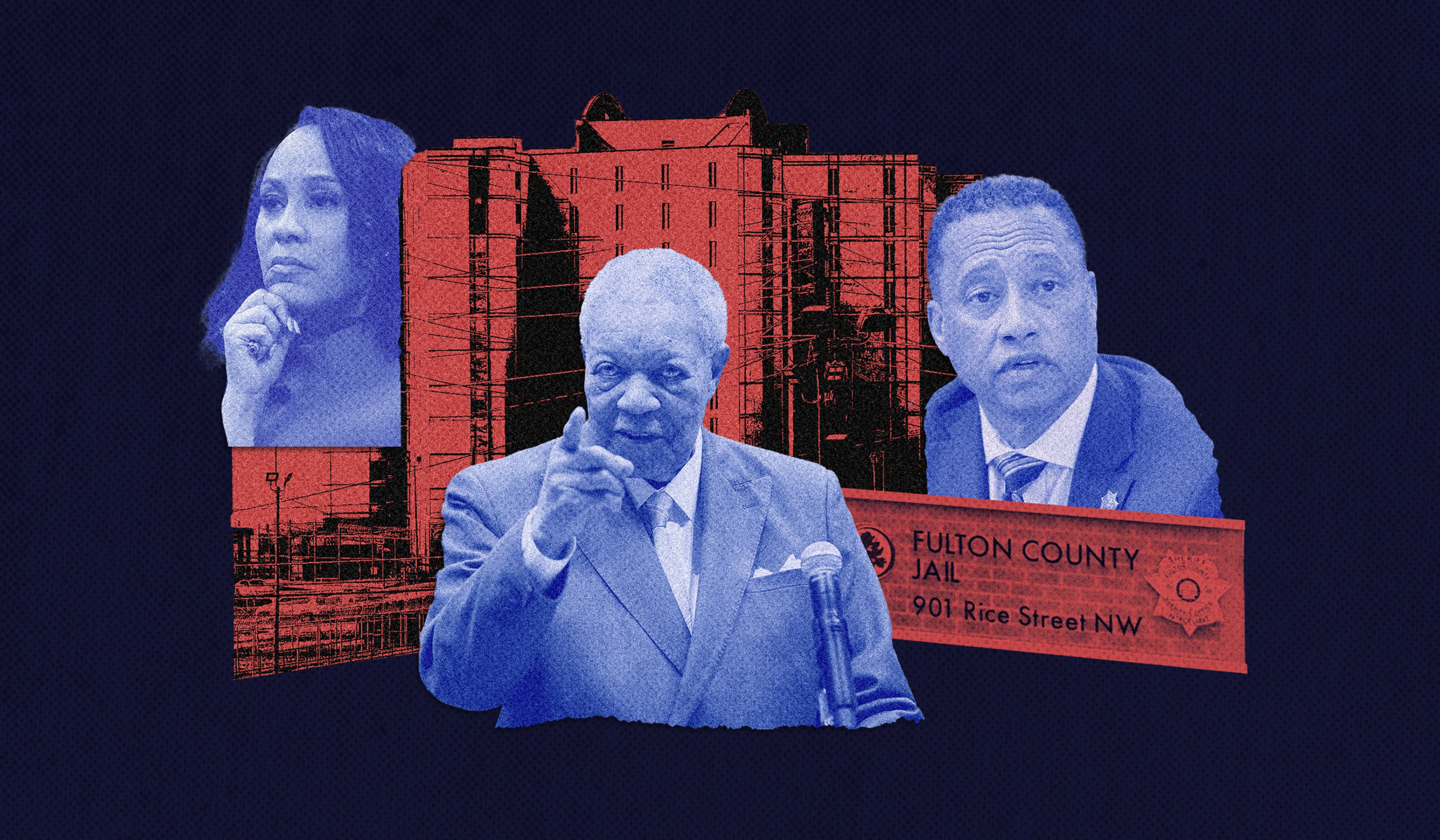 From left: Fulton County District Attorney Fani Willis, commission chairman Rob Pitts and Sheriff Patrick Labat.