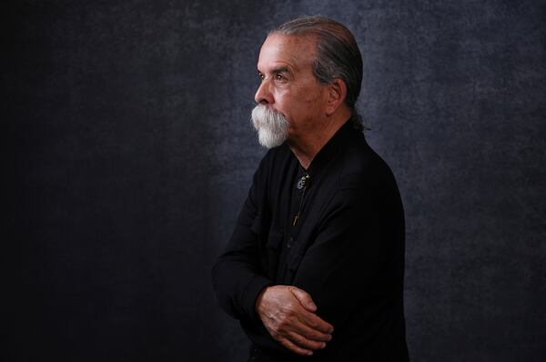 Harry Gamboa Jr., a founding member of the Chicano art collective Asco, poses for a portrait to promote the documentary film "ASCO: Without Permission" on Wednesday, March 19, 2025, in Los Angeles. (AP Photo/Chris Pizzello)