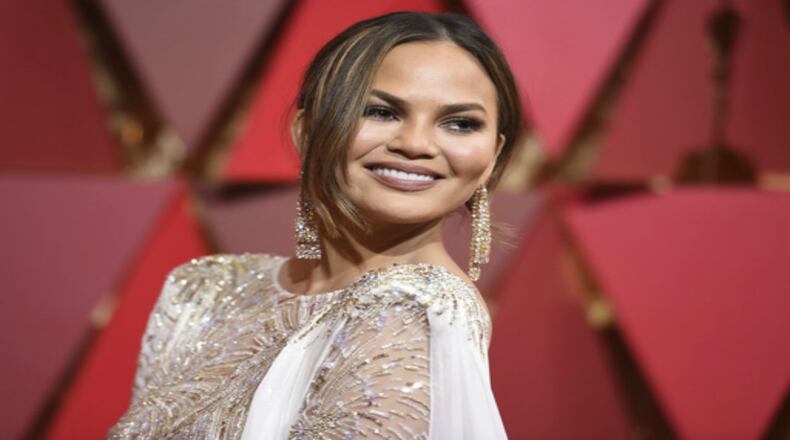 Model Chrissy Teigen's arrival at the 89th annual Academy Awards at the Dolby Theatre in Los Angeles on Sunday Feb. 26. At one point during the long Academy Awards ceremony Sunday night, Teogen was caught on camera apparently snoozing in the audience.