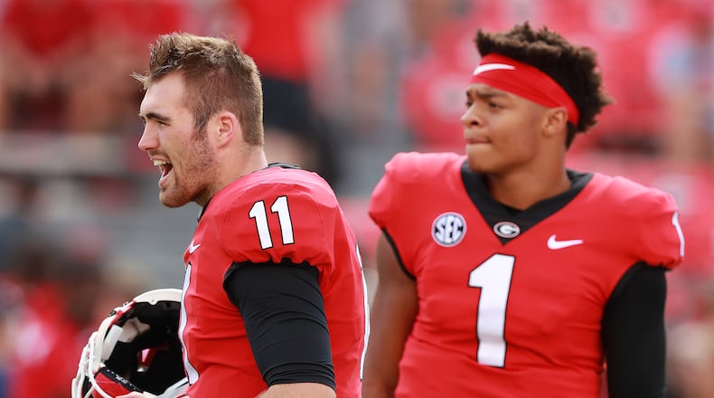 Georgia quarterback Jake Fromm (left) and ex-Bulldog Justin Fields.