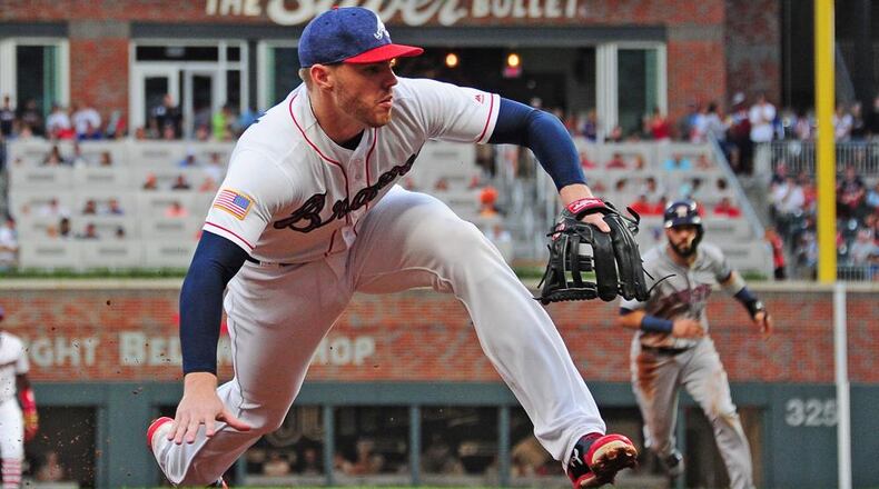 Braves star Freddie Freeman made his first big-league start at third base on Tuesday.