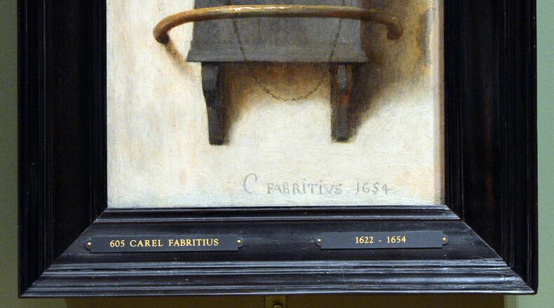 "The Goldfinch," 1654, by Carel Fabritius, from "Girl with a Pearl Earring: Dutch Paintings from the Mauritshuis"