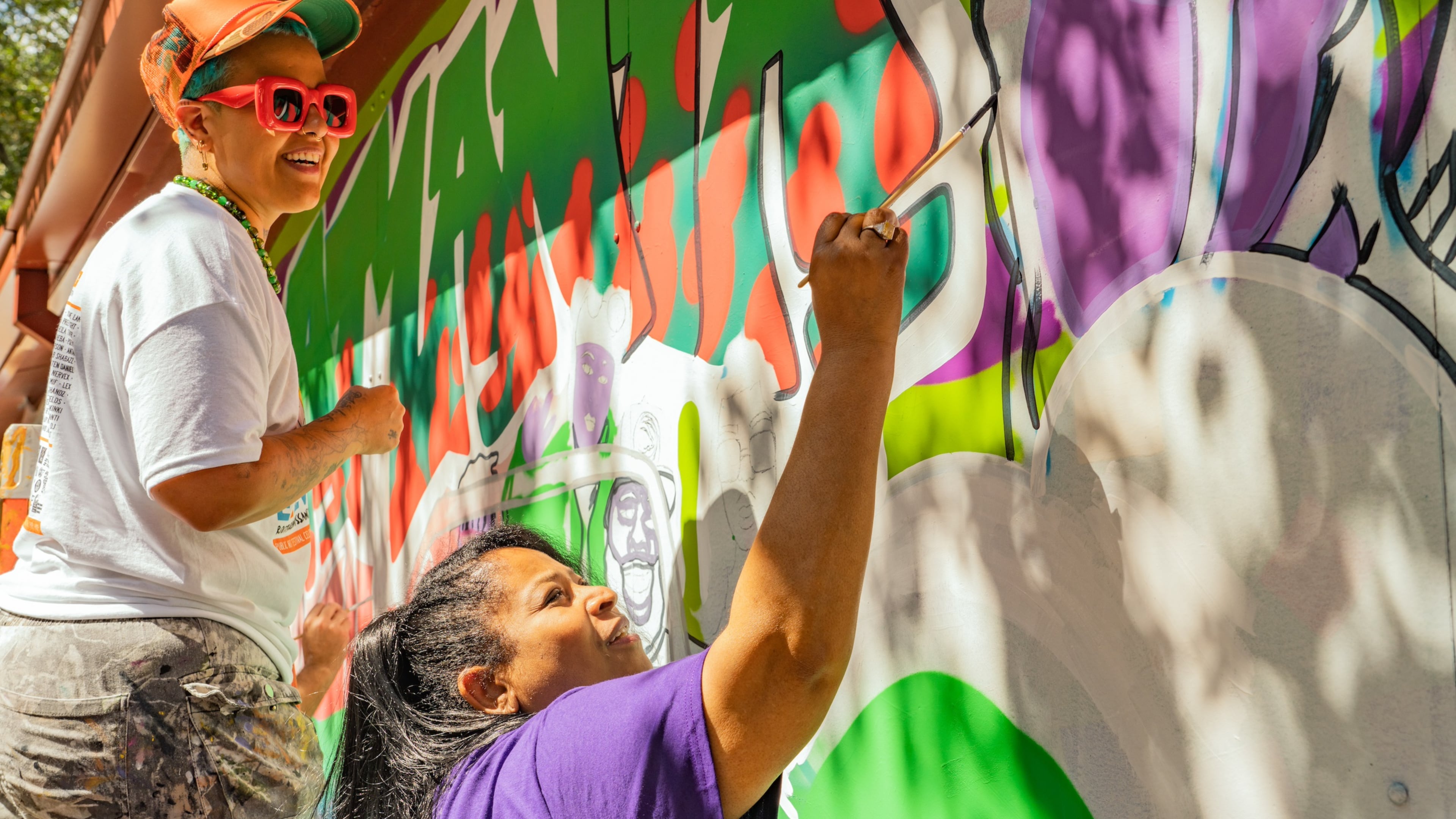 Participants create a mural during Elevate 2023. The annual public art festival has been compressed into a single weekend — Oct. 10-12 — instead of a monthslong event. (Courtesy of Elevate/OCA)