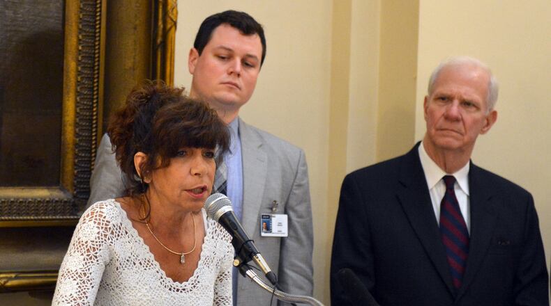 February 20, 2014 Atlanta: Forfeiture victim Alda Gentile speaks during a press conference held by Georgians for Forfeiture Reform. Gentile had more than $11,000 seized while traveling through Georgia in route to a house hunting trip in Florida. She was not arrested or charged with a crime, but her cash was seized. Gantile eventually got her money back. The group is calling for a change to Georgia's civil forfeiture laws. BRANT SANDERLIN /BSANDERLIN@AJC.COM