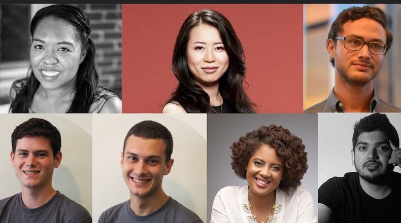 Clockwise, from upper left: Korin Reid, Lu Zhang, Michael Roytman, Sean Warner and Patrick Pittaluga; Jasmine Lawrence and Karan Jani.