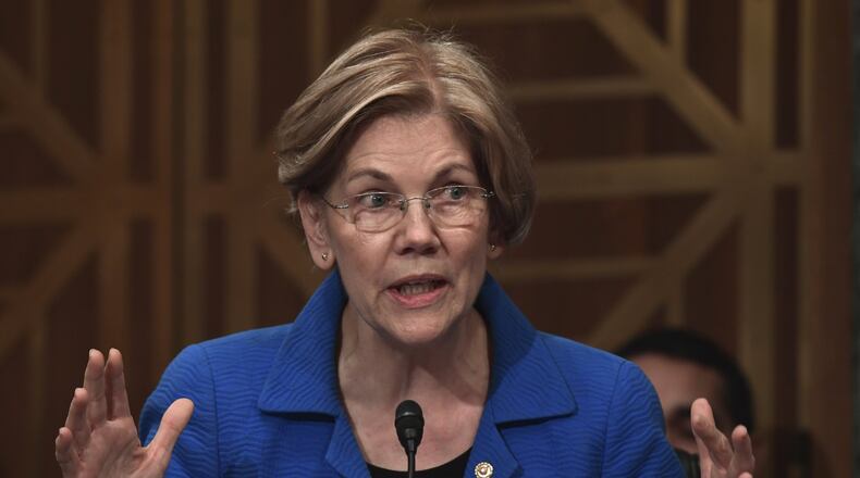 Sen. Elizabeth Warren, D-Mass., in questioning an adminstration official earlier this year. Warren’s report on Equifax was scathing in its judgment of the company’s performance. (AP Photo/Susan Walsh)