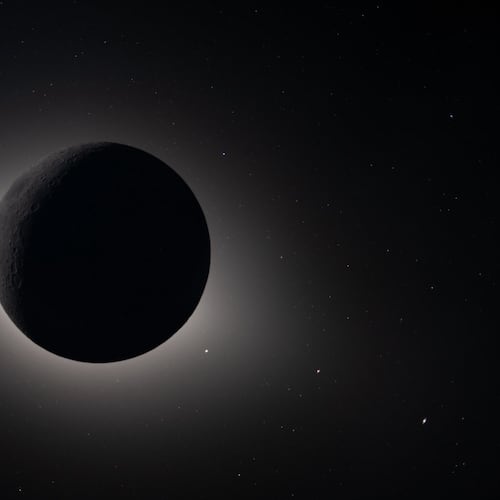 FILE - This image provided by NASA and captured by the Artemis II crew from lunar orbit, April 6, 2026, shows the Moon eclipsing the Sun. (NASA via AP, File)