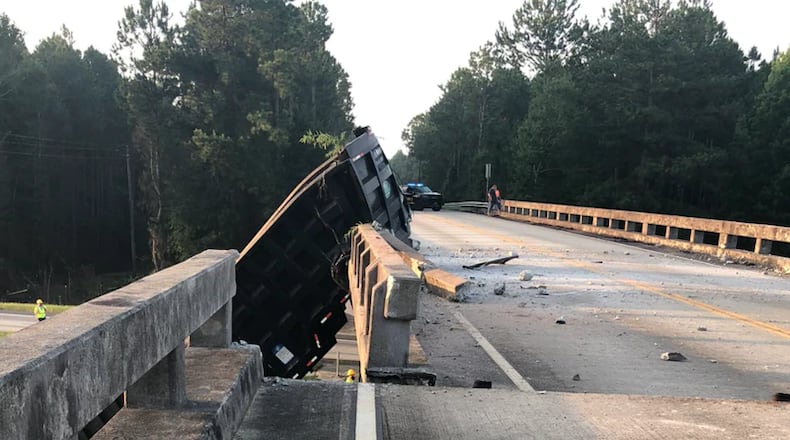 The impact of the crash caused the bridge to shift about 6 feet, according to the Georgia Department of Transportation.