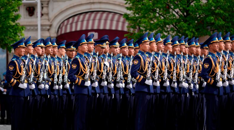 North Korea's servicemen stand in a formation before the Victory Day military parade in Moscow, Saturday, May 9, 2026, during celebrations of the 81st anniversary of the Soviet Union's victory over Nazi Germany during the World War II. (AP Photo/Pavel Bednyakov, Pool)