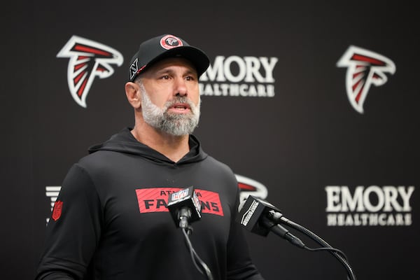 What Falcons defensive coordinator Jeff Ulbrich probably looked like when he learned his son helped prank call Shedeur Sanders.