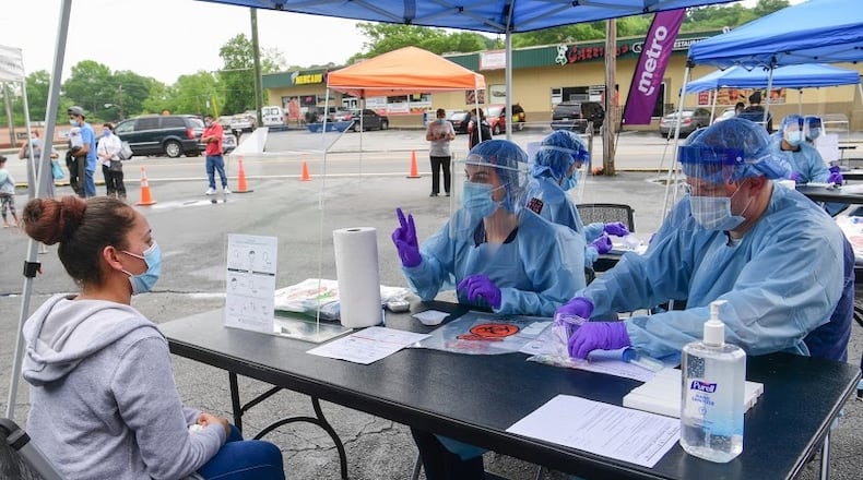 In a recent visit to Hall County, Emory epidemiologist Jodie Guest and graduate students from the Rollins School of Public Health provided COVID-19 tests to some 450 poultry plant workers, family members and others. Photo by Jack Kearse at Emory University.