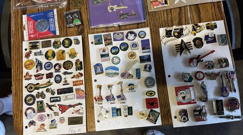 Tables are covered in cork boards with hundreds of pins from collectors across metro Atlanta. (Photo Courtesy of Madison Auchincloss)