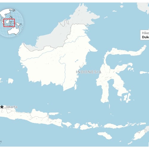 Map showing the location of Mount Dukono in Indonesia. (AP Digital Embed)