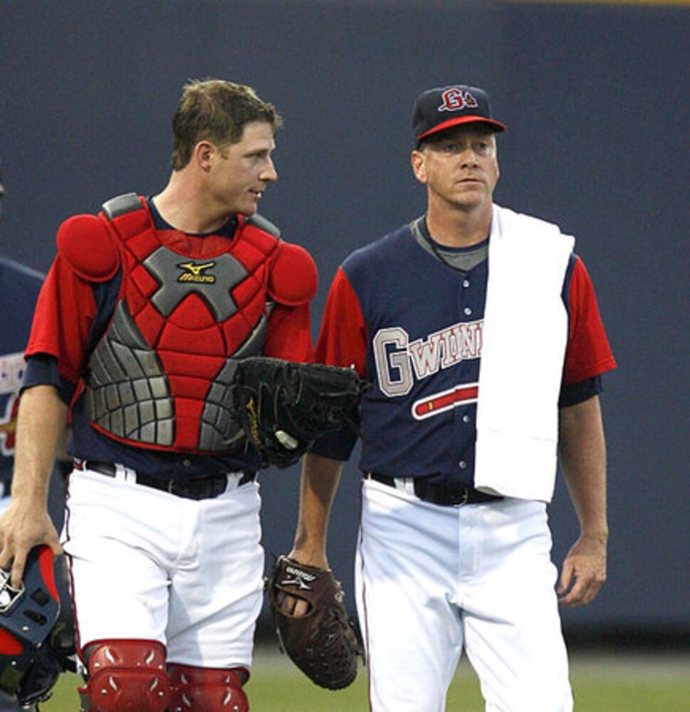 Tom Glavine pitches for Gwinnett Braves
