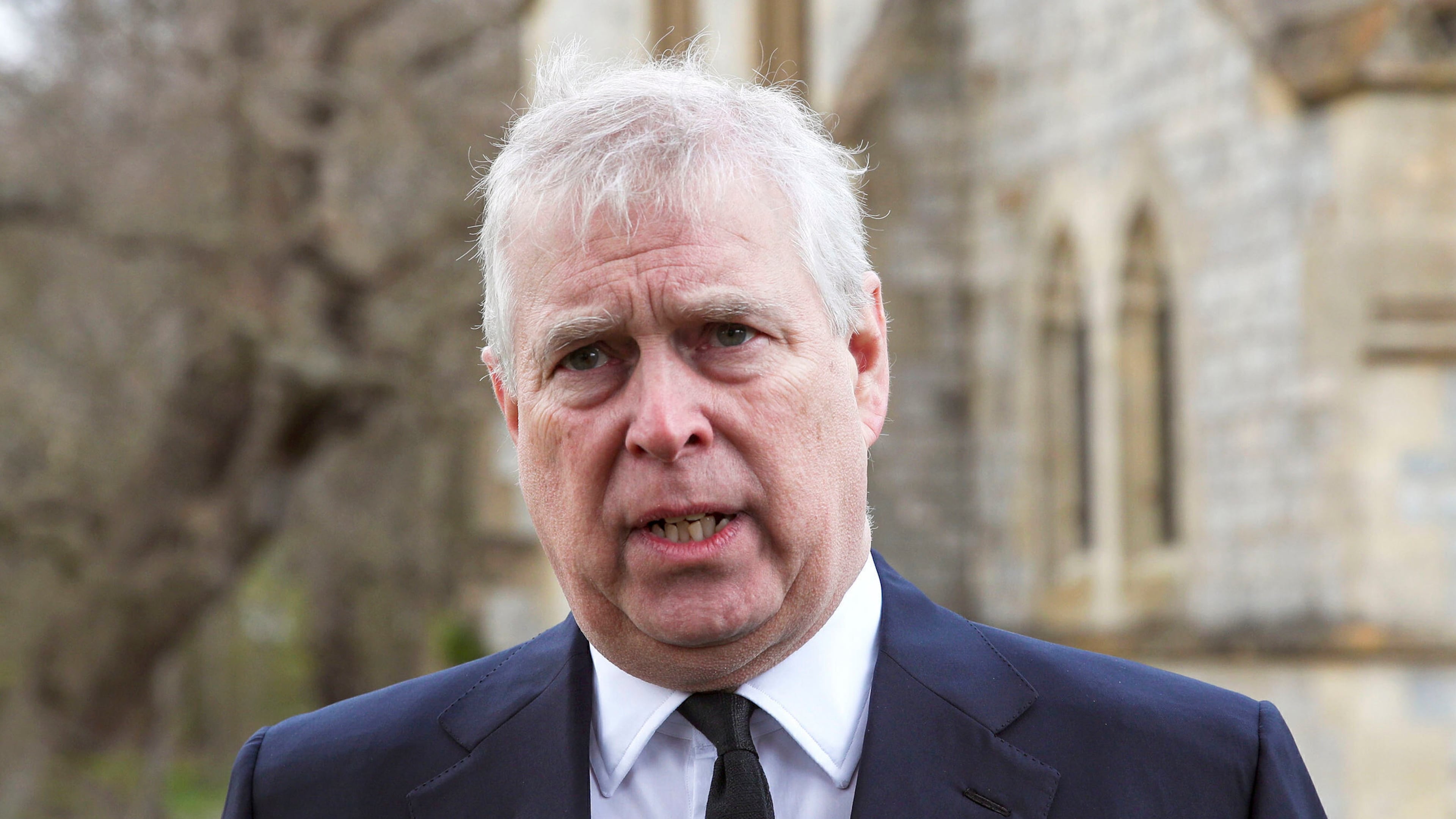 FILE - Britain's Prince Andrew speaks during a television interview at the Royal Chapel of All Saints at Royal Lodge in Windsor, April 11, 2021. (Steve Parsons/Pool Photo via AP, File)