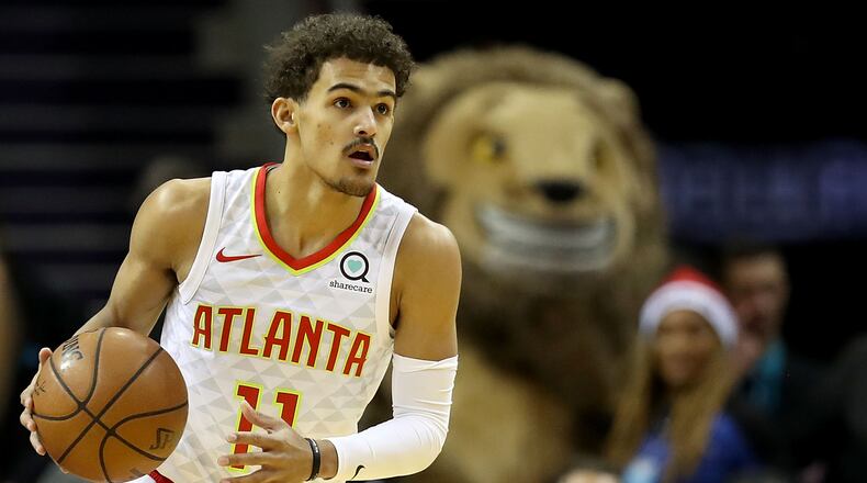 Trae Young was 7 of 19 from the field Wednesday night. (Photo by Streeter Lecka/Getty Images)