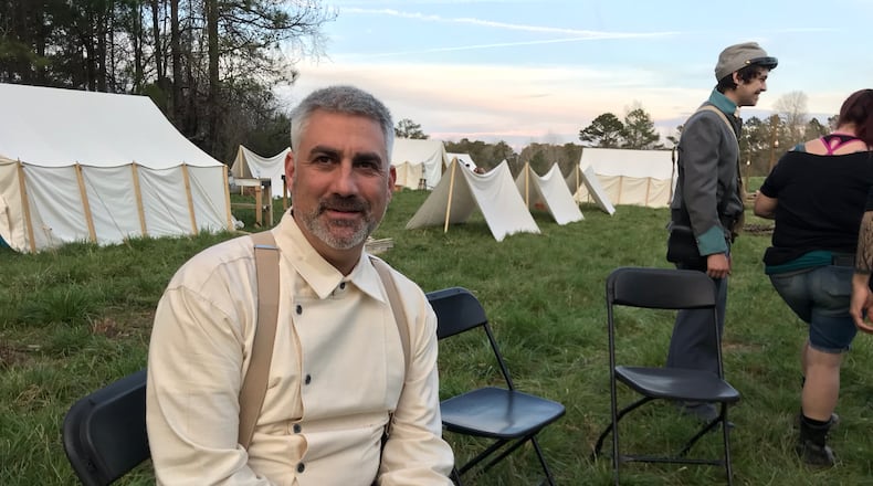 Taylor Hicks plays Charlie Anderson in "Shenandoah" at Serenbe Playhouse, which will run March 13 to April 7, 2019. Here he is before the dress rehearsal on March 12, 2019. CREDIT: Rodney Ho/rho@ajc.com