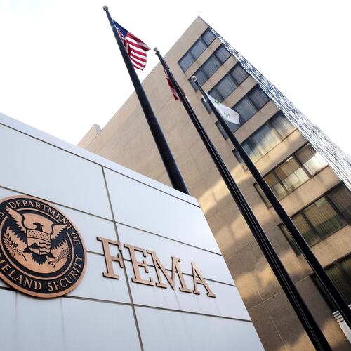 FILE - The Federal Emergency Management Agency headquarters is photographed in Washington, May 5, 2025. (AP Photo/Gene J. Puskar, File)