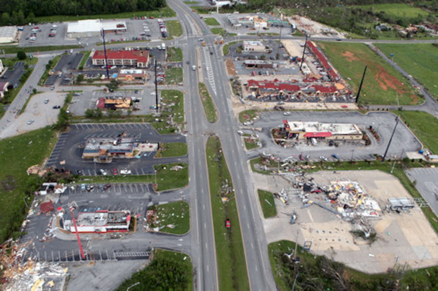 Georgia: Aerial view of tornado aftermath
