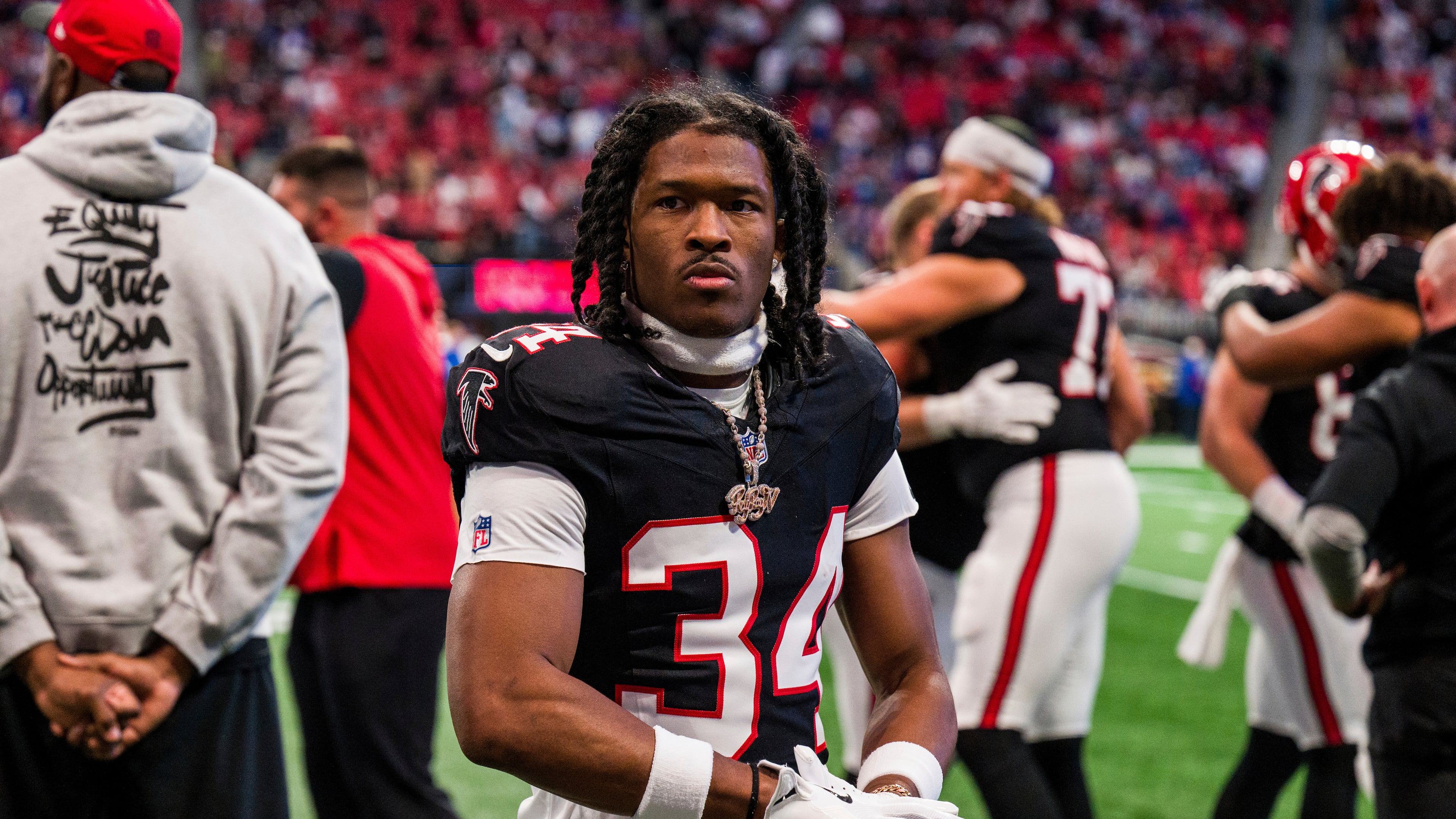 Wide receiver Ray-Ray McCloud fell out of favor with the Falcons in recent weeks, and he was sent home by head coach Raheem Morris late last week. (Danny Karnik/AP 2024)