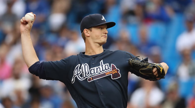 Mike Soroka of the Atlanta Braves delivers a pitch in the first inning during MLB game action against the Toronto Blue Jays at Rogers Centre on June 19, 2018 in Toronto, Canada. (Photo by Tom Szczerbowski/Getty Images)
