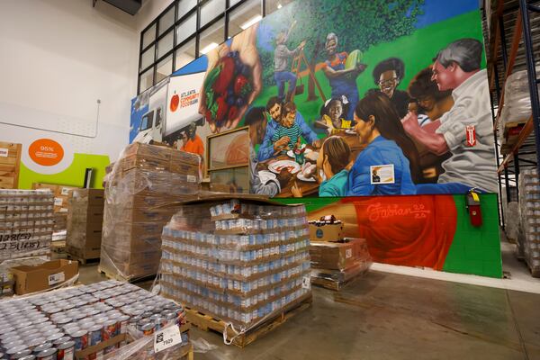 A general view of the warehouse at the Atlanta Community Food Bank, Thursday, May 29, 2025, in East Point, Ga. (Jason Getz/AJC)