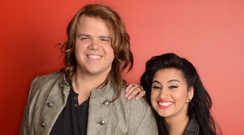 AMERICAN IDOL XIII: The Final 2: L-R: Caleb Johnson and Jena Irene. CR: Michael Becker / FOX. Copyright 2014 / FOX Broadcasting. AMERICAN IDOL XIII: The Final 2: L-R: Caleb Johnson and Jena Irene. CR: Michael Becker / FOX. Copyright 2014 / FOX Broadcasting.