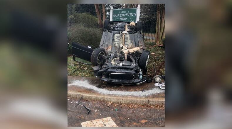 The crash happened on Powder Springs Street near the intersection with Griggs Street.
