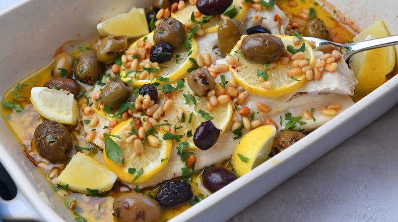 Baked Halibut with Olives and Lemon.
(CHRIS HUNT FOR THE ATLANTA JOURNAL-CONSTITUTION)