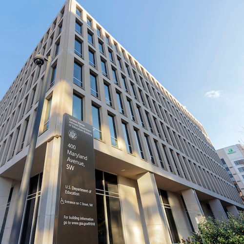 FILE - The U.S. Department of Education building is photographed in Washington, Dec. 3, 2024. (AP Photo/Jose Luis Magana, File)
