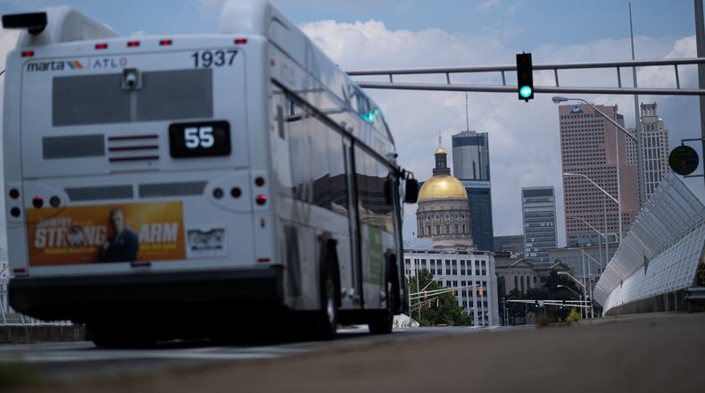 200819-Atlanta- A MARTA bus drives on Capitol Avenue SE on Wednesday, August 19, 2020, along the route for the first bus rapid transit route that is planned to begin service in 2024.  Ben Gray for the Atlanta Journal-Constitution