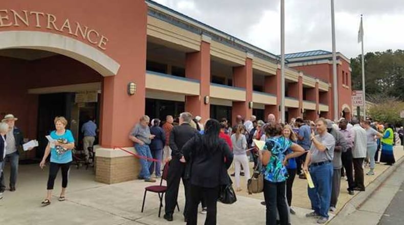 This was the line about 2 p.m. in Cobb County on the first day of early voting for the 2018 midterm elections.