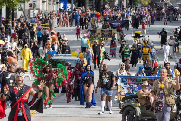 The Dragon Con Parade in 2022. The science fiction and fantasy convention draws big crowds to Atlanta each year. The use of off-duty firefighters at the convention was the subject of an investigation by the city's inspector general. (Steve Schaefer/AJC)
