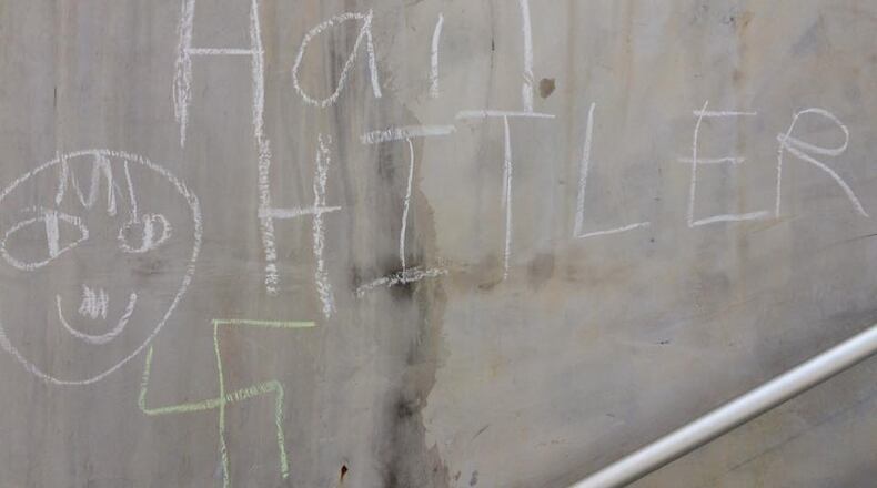 Atlanta school police are investigating after someone put anti-Semitic messages in chalk on the playground at Mary Lin Elementary in Candler Park. (Facebook photo via Karen Callen)