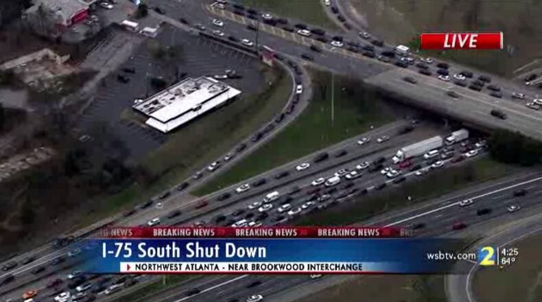 A crash on I-75 South blocked all lanes at Northside Drive, authorities said.